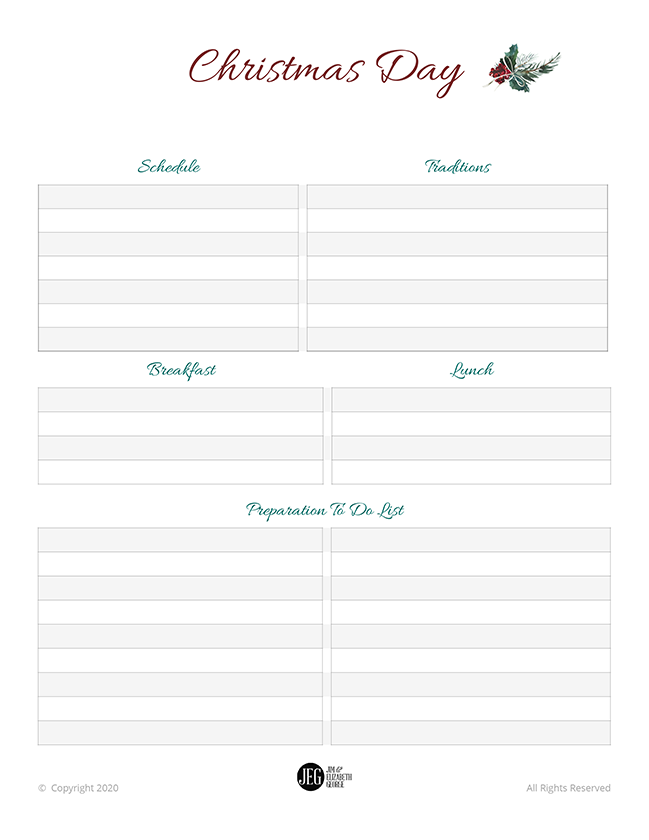 Christmas Day Planner (Printable)